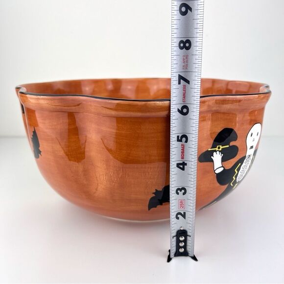 Laurie Gates GATES WARE  Halloween Ruffled Bowl 12’ Skeleton Ghosts Pumpkins - Picture 8 of 8